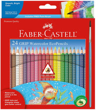 Faber-Castell Grip Watercolor EcoPencils - 12 Water Color Pencils with Brush - Coloring Book Zone